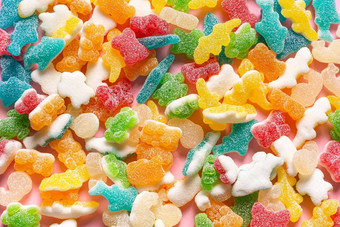 彩色的动物果冻豆子糖占领整个图像