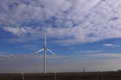 风涡轮生产清洁权力电能源绿色能源概念风权力可再生能源植物