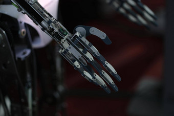 黑暗金属机器人手臂技术科学概念