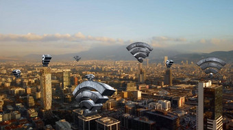 空中<strong>城市</strong>连接无线网络移动技术概念数据沟通云计算人工情报<strong>互联网</strong>的事情伊斯梅尔<strong>城市</strong>天际线未来主义的<strong>城市</strong>
