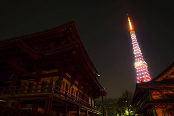 晚上视图东京塔点燃