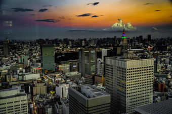 日落视图城市景观新宿观察甲板东京大都会政府办公室