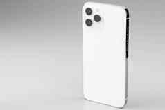 现代白色智能手机triple-lens相机灰色的背景