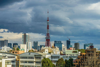 多云的天空六本木城市景观