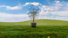 呈现插图光灯泡保存世界有创意的的想法概念可持续发展的能源