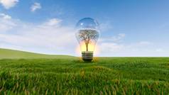 呈现插图光灯泡保存世界有创意的的想法概念可持续发展的能源