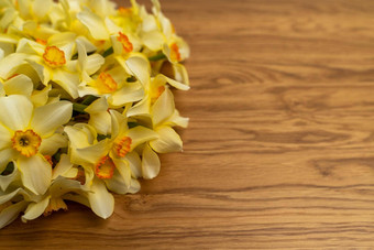 左大花束黄色的水仙花木背景复制空间卡背景屏保