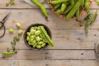 新鲜的生绿色广泛的豆子