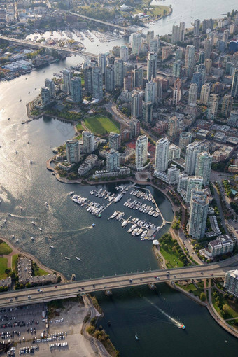 空中视图市中心温哥华英国哥伦比亚加拿大现代城市