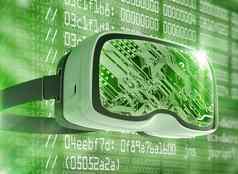 虚拟现实眼镜未来主义的黑客互联网技术网络概念