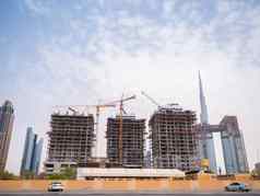 建设摩天大楼背景城市中心迪拜