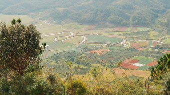 视图只幕后黑手。山景观山langbiang的地方远足中央高地<strong>大叻</strong>越南亚洲