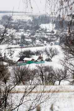 典型的乌克兰村冬天中央乌克兰