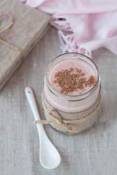 燕麦片味酸奶撒肉桂玻璃Jar工艺笔记本粉红色的餐巾