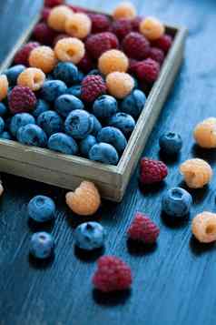 美味的健康的零食盒子树莓蓝莓