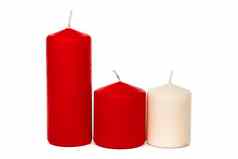 红色的白色彩色的圣诞节蜡烛孤立的白色背景