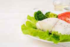 蒸鳕鱼鱼穿越酮福德地图健康的饮食蔬菜