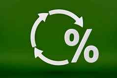 生态回收象征百分比标志白色箭头形式圆图像绿色背景绿色产品绿色可再生能源