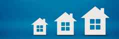 房子模型蓝色的背景概念保险购买真正的房地产信贷选择房子租公寓