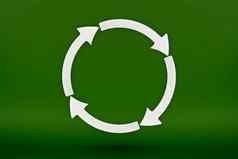 生态回收象征白色箭头形式圆图像绿色背景绿色产品绿色可再生能源图指出
