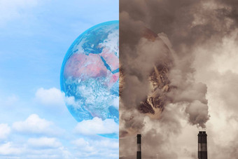 污染地球比较清洁地球温室效果全球气候变暖危机意识概念元素图像有家具的美国国家航空航天局