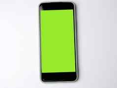 智能手机绿色屏幕现代设计孤立的白色背景