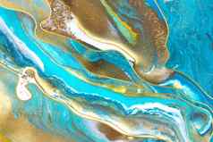 流液体蓝色的白色黄金墨水卷发波流体绿松石金波