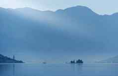 小岛背景大山早....景观亚得里亚海海黑山共和国