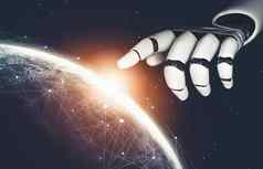 未来主义的思考机器人机器人人工情报概念