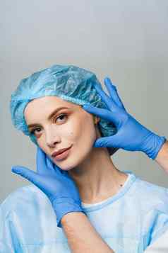 facebuilding咨询塑料外科医生白色背景化妆品振兴面部治疗