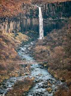 黑色瀑布瀑布斯卡夫塔山国家公园游客