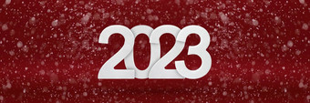 快乐一年问候模板节日横幅白色数字红色的背景节日海报横幅设计快乐一年现代背景下降雪