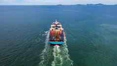 容器船离开工业海港全球业务进口出口公司业务物流运输国际容器货物运费船开放海