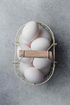 春天时间复活节假期白色鸡蛋篮子