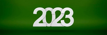 快乐一年问候模板节日横幅白色数字绿色背景节日海报横幅设计快乐一年现代背景