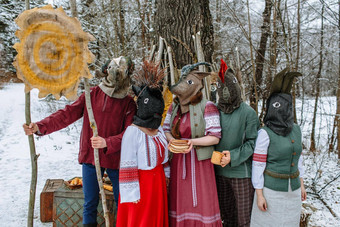 人国家服装动物头庆祝到来异教徒假期maslenitsa古老的<strong>分页</strong>