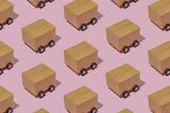 纸板盒子轮子卡车携带包裹使交付