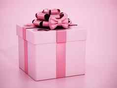 粉红色的礼品盒丝带孤立的粉红色的背景插图