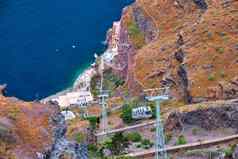 电缆车电梯fira圣托里尼岛岛希腊