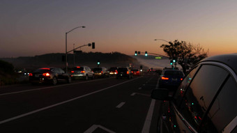 交通灯太平洋海岸高速公路加州路旅行海洋黄昏