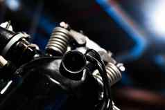 特写镜头细节罕见的车引擎金属机制汽车行业