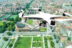 无人机数字相机飞行城市