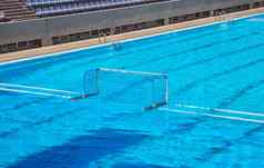 空水马球目标水体育设备水马球目标白色框架网支持绳子浮动浮标休息游泳池