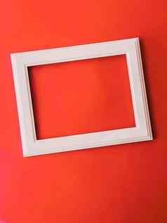 白色水平艺术框架橙色背景平铺设计艺术作品打印照片专辑
