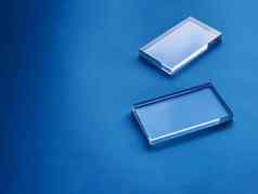 透明的玻璃设备蓝色的背景未来技术摘要屏幕模型设计