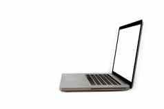 移动PC笔记本空白白色小石子孤立的白色背景移动PC空屏幕文本设计保存剪裁路径