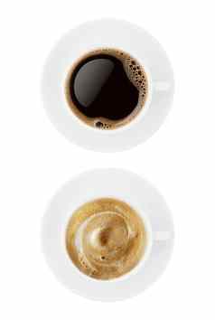 前视图咖啡杯集合咖啡杯分类形状标志集合孤立的白色背景保存剪裁路径