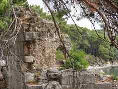 北部港口古老的城市相位废墟希腊城市海岸古老的莉西亚建筑具有里程碑意义的火鸡