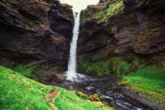 神奇的景观山瀑布冰岛
