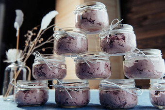 蓝莓甜点新鲜<strong>的</strong>浆果玻璃Jar